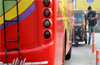 Bus drivers in city arrested, damage to safety dividers